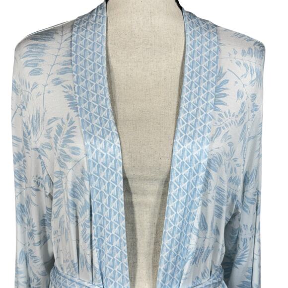 Hale Bob Medium Palm Robe Mid-Length Bamboo Stretch Belted Organic Long Sleeve - Picture 2 of 8